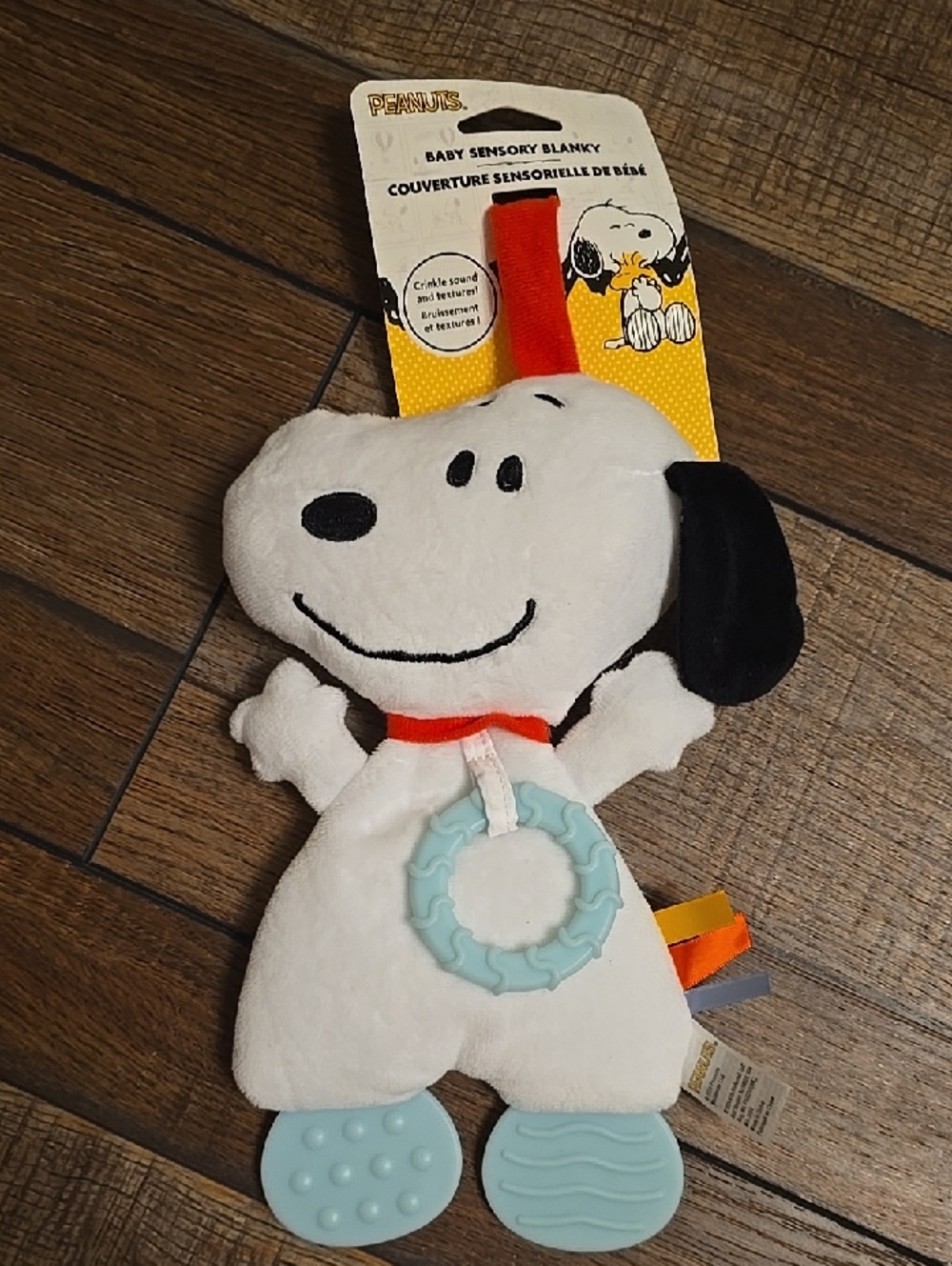 Peanuts Snoopy Plush Sensory Toy - White, Black & Light Blue
